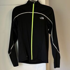 The North Face Black Jacket with Bright Green Zipper